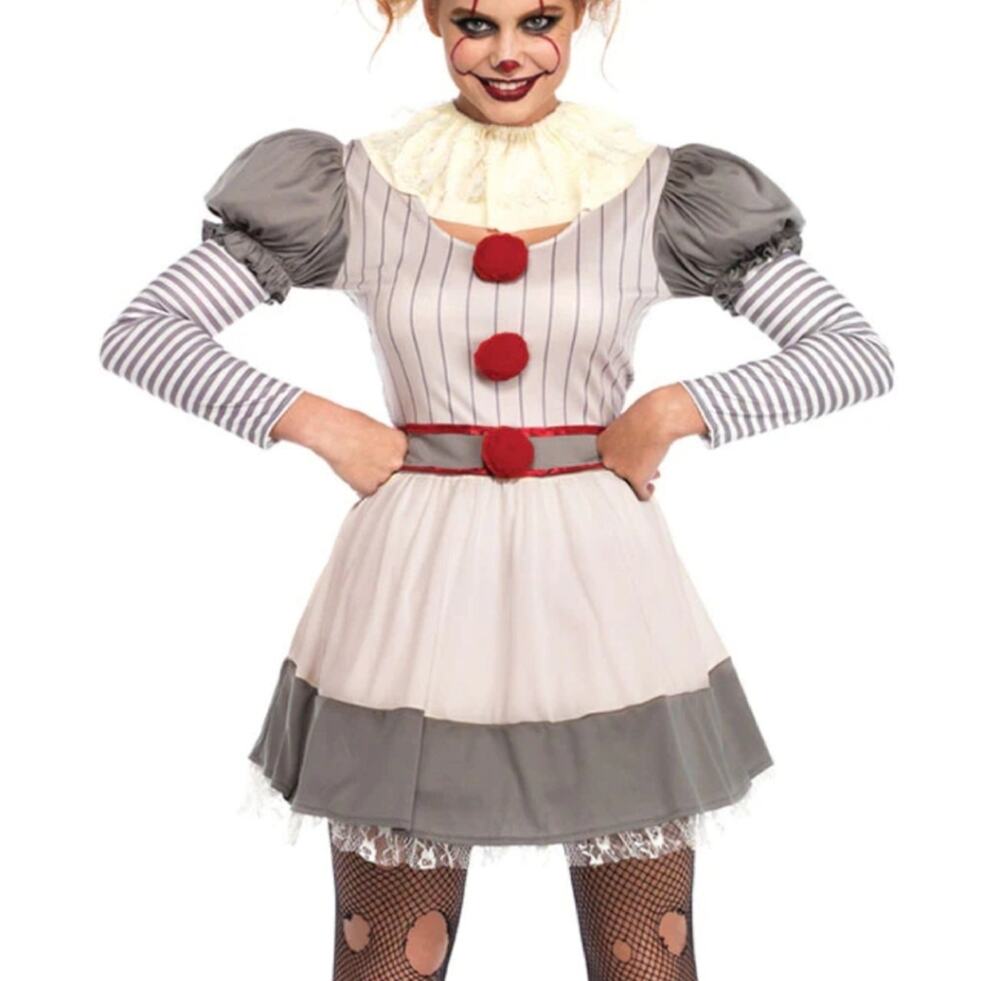NEW Leg Avenue Creepy Clown Costume XL | Scary Pennywise Halloween Dress